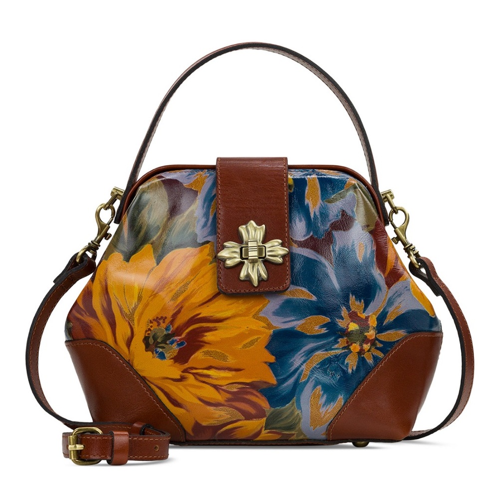 Patricia Nash Leather KETTLEWELL Frame Top Handle Purse